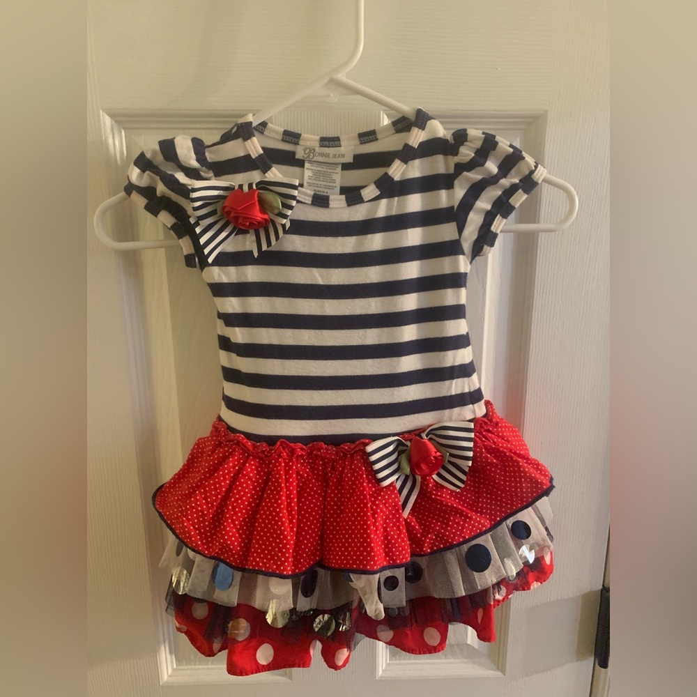 Bonnie Jean Red White & Blue Americana 4th of July Dress Toddler Girl 2T